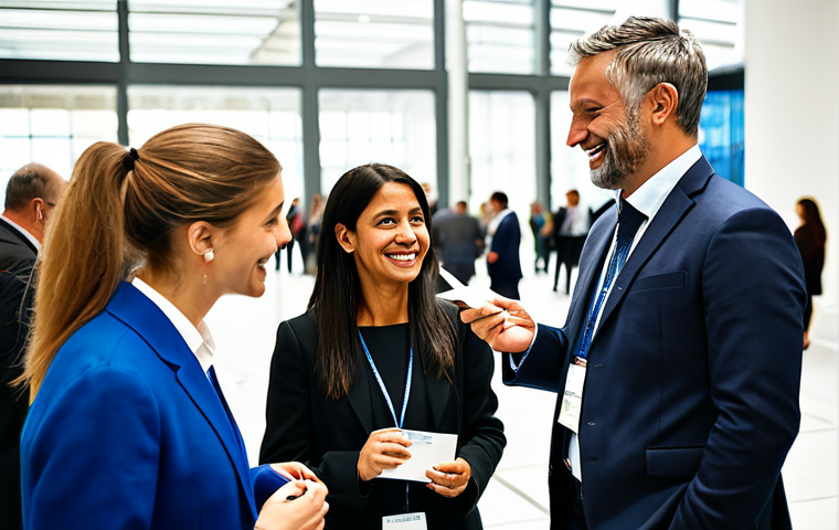통역사로서 네트워킹 방법 - Networking Event**

"A diverse group of fully clothed professionals networking at a well-lit confere...