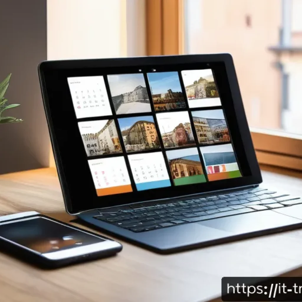 통역사 필수 어플 추천 - A professional interpreter’s modern workspace featuring multiple devices (laptop, tablet, smartphone...
