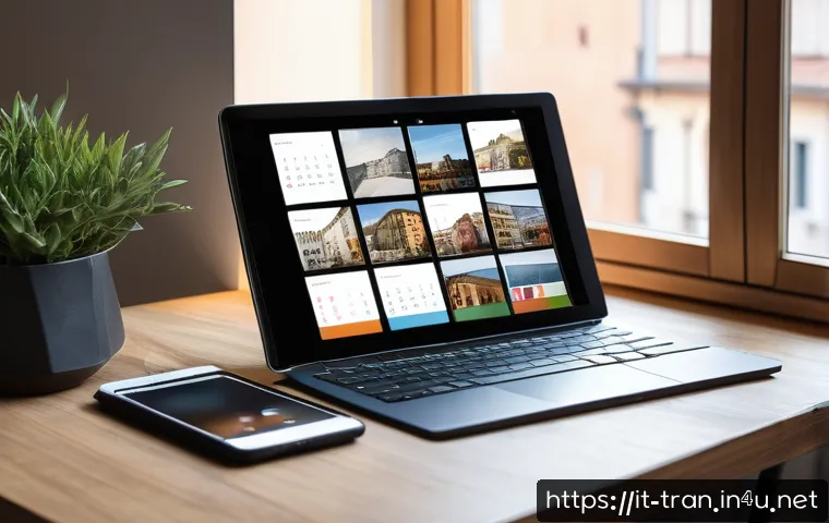통역사 필수 어플 추천 - A professional interpreter&rsquo;s modern workspace featuring multiple devices (laptop, tablet, smartphone...